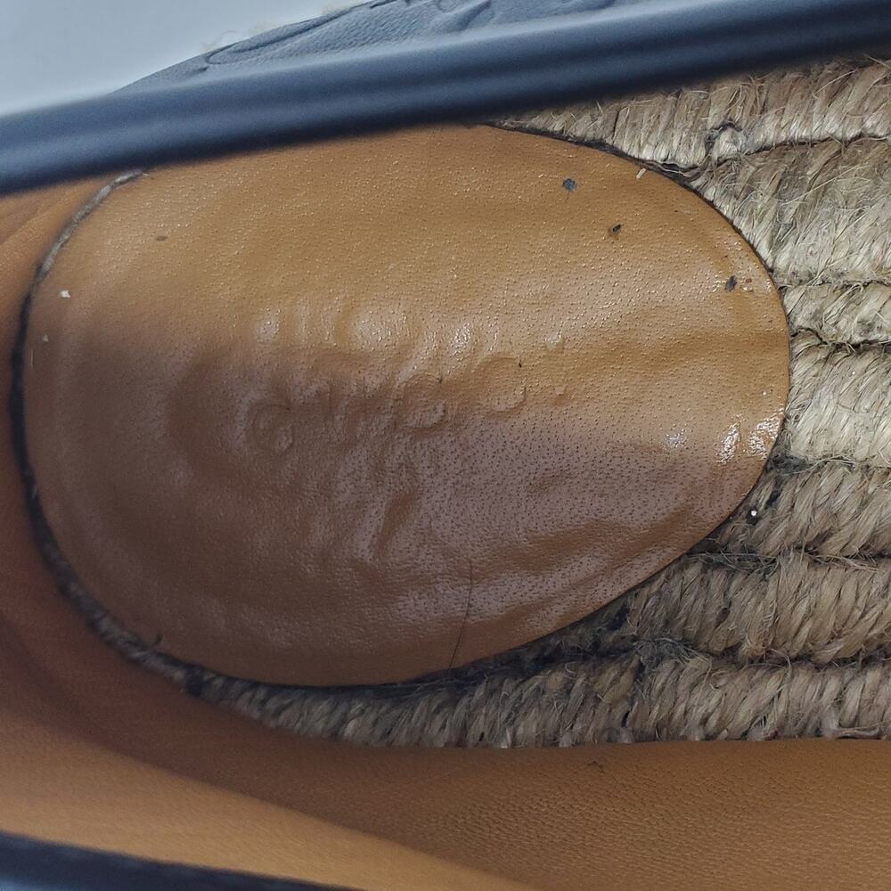 Gucci Signature Guccissima Leather Pilar Espadrille Flats Black Size 37.5 US 7.5 - Picture 11 of 13